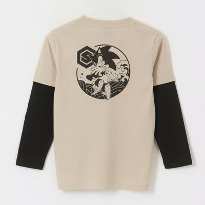 Imagen 2 del producto Polera Doble Manga Niño Back Print Beige Sonic