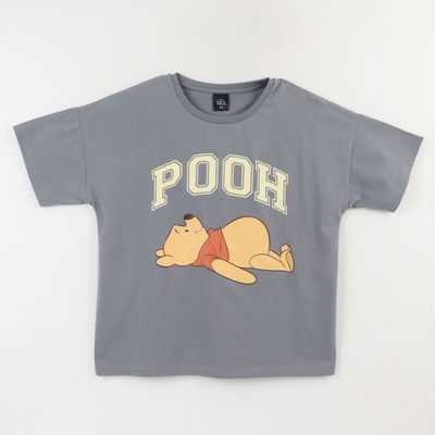 Polera Manga Corta Niña Gris Winnie The Pooh Disney