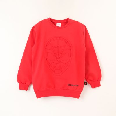 Poleron Cerrado Niño Spiderman Relieve Emboss Rojo Marvel
