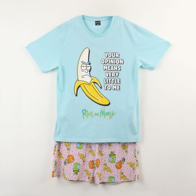 Pijama Manga Corta Hombre Celeste Banana Rick and Morty