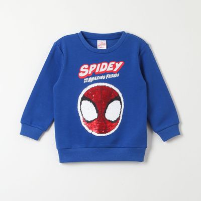 Poleron Cerrado Niño Spidey Lenticular Azul Marvel