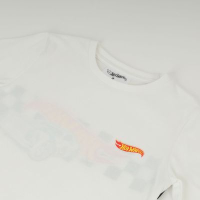Imagen 2 del producto Polera Manga Larga Niño Flames Car Blanco Hot Wheels