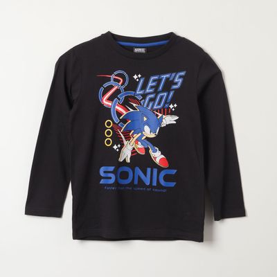 Polera Manga Larga Niño Lets Go! Negro Sonic