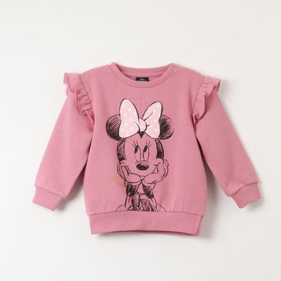 Poleron Cerrado Niña Minnie Sparkle Rosado Disney