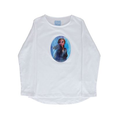 Polera Manga Larga Niña Frozen Princess Blanco Disney