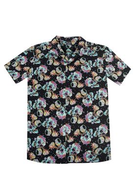 Guayabera Hombre Skull Negro Rick and Morty