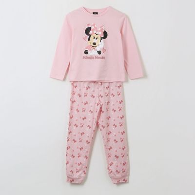 Pijama Manga Larga Niña Cinta Minnie Mouse Rosado Disney