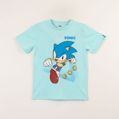Polera Manga Corta Niño Celeste Run Sonic
