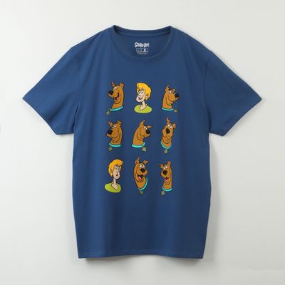 Polera Manga Corta Hombre Scooby Faces Azul Scooby-Doo