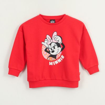 Polerón Cerrado Niña Rojo Cara Minnie Disney