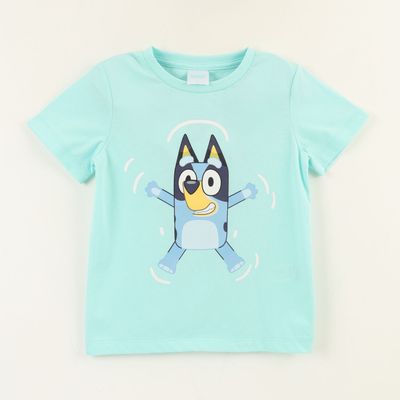 Polera Manga Corta Niño Turquesa Jump Bluey