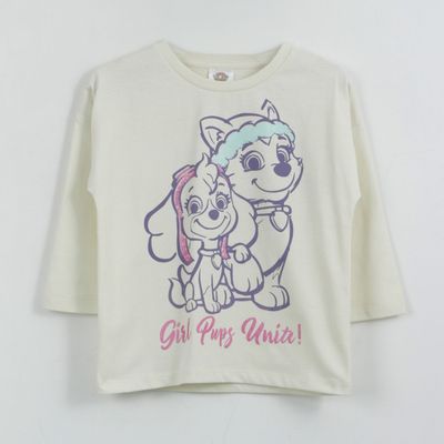 Polera Manga Larga Niña Everest & Skye Blanco Paw Patrol