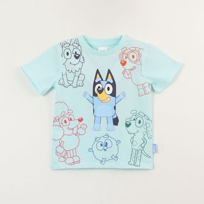 Polera Manga Corta Niño Celeste Friends Bluey