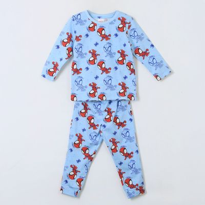 Pijama Manga Larga Niño Full Print Spidey Celeste Marvel