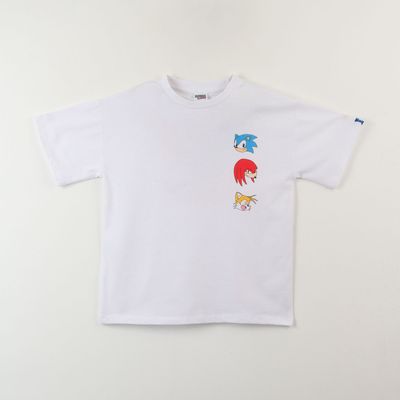 Polera Manga Corta Niño Blanco Back Print Sonic