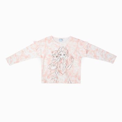 Polera Manga Larga Niña Frozen Hermanas Rosado Disney