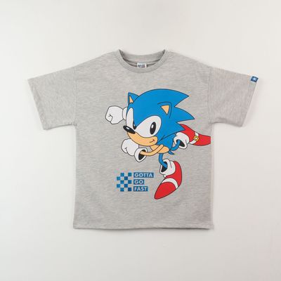 Polera Manga Corta Niño Gris Gotta Go Fast Sonic