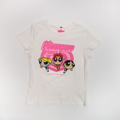 Polera Mujer Cartoon Network Chicas Superpoderosas Blanco