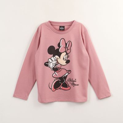 Polera Manga Larga Niña Minnie Mouse Rosado Disney