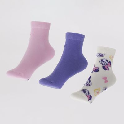 Tripack Calcetines Niña Rosado Full Print Minnie Disney