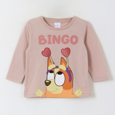 Polera Manga Larga Niña Bingo Rosado Bluey
