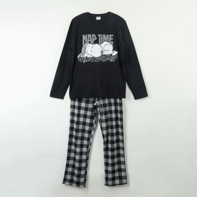 Conjunto Pijama Hombre Nap Time Negro Snoopy