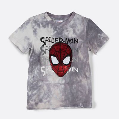 Polera Niño Spiderman Gris Marvel Lentejuelas Reversibles