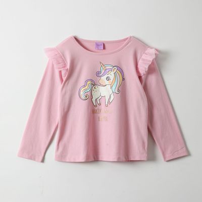 Polera Manga Larga Niña Maggic Rosado Unicornio