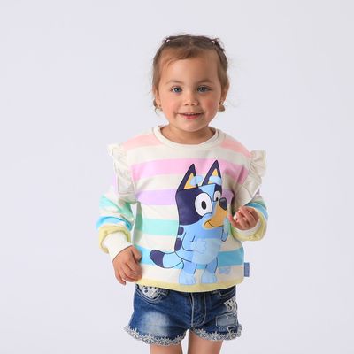 Polerón Cerrado Niña Multicolor Rayas Risa Bluey