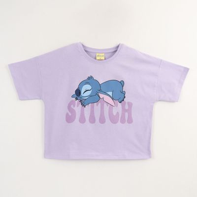 Polera Manga Corta Niña Lila Lilo & Stitch Disney