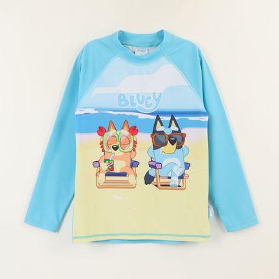 Polera UV Manga Larga Niño Celeste Playa Bingo & Bluey