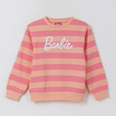 Polerón Cerrado Niña Rayas Rosado Barbie