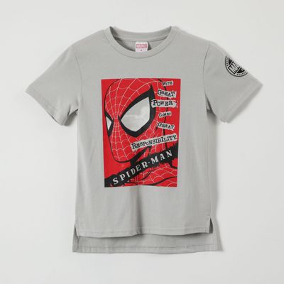 Polera Manga Corta Niño Ojos Spiderman Gris Marvel