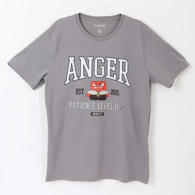 Polera Manga Corta Adulto Gris Ira Intensamente Pixar Disney
