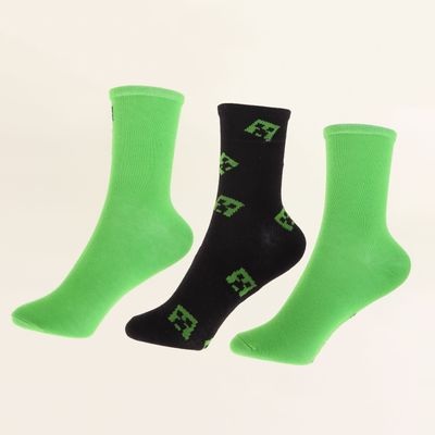 Tripack Calcetines Niño Verde Creeper Minecraft