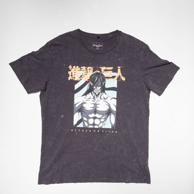 Polera Hombre  Attack On Titan Eren Gris