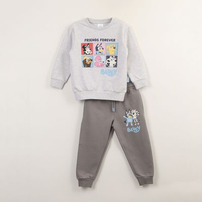 Conjunto Buzo Niño Gris Bluey Y Sus Amigos