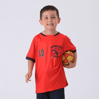 Polera Manga Corta Niño Rojo Fútbol Spiderman Marvel