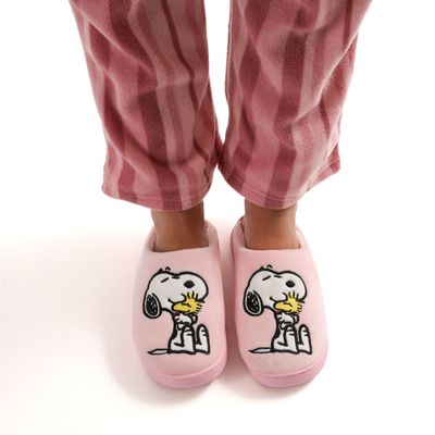 Pantufla Mujer Abrazo Rosado Snoopy