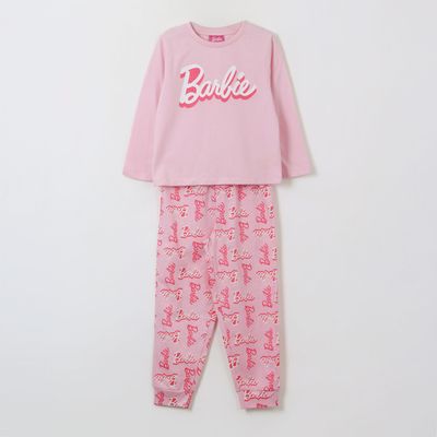 Pijama Manga Larga Niña Logo Rosado Barbie