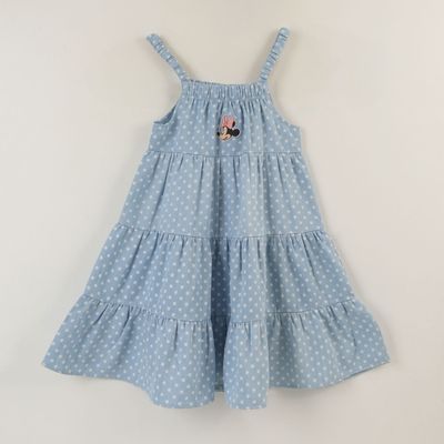 Vestido Sin Manga Niña Azul Print Minnie Disney