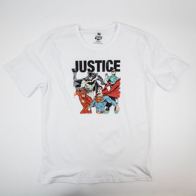 Polera Hombre Justice League Team Blanco DC Comics