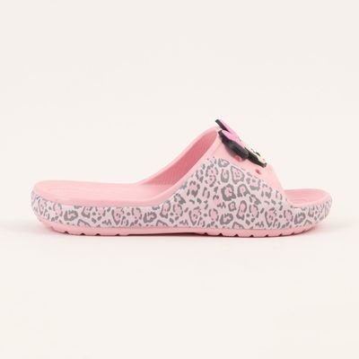 Sandalia Slide Niña Rosado Animal Print Minnie Disney