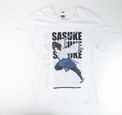 Polera Hombre  Naruto Sasuke Blanco