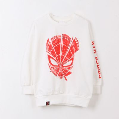 Poleron Cerrado Niño Blanco Cara Spiderman Marvel