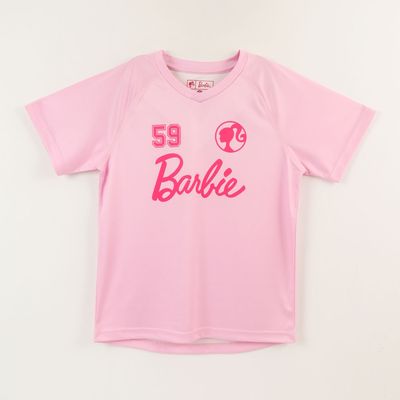 Polera Manga Corta Niña Rosado Fútbol Barbie