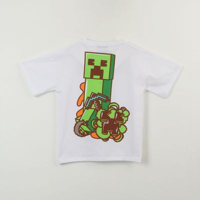Imagen 2 del producto Polera Manga Corta Niño Blanco Back Print Creeper Minecraft