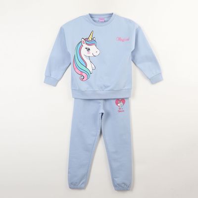 Conjunto Buzo Niña Personaje Celeste Unicornio