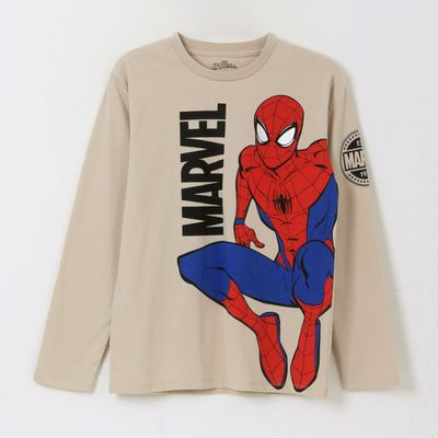 Polera Manga Larga Niño Spiderman Jump Blanco Marvel