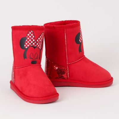 Bota Chiporro Niña Minnie Pestañas Rojo Disney